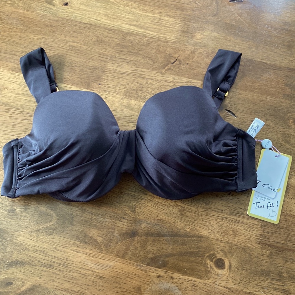NWT Black Bikini Top - A. Che Size 34 DD